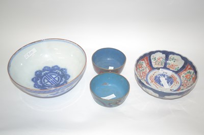Lot 216 - A Japanese porcelain Imari bowl together with...