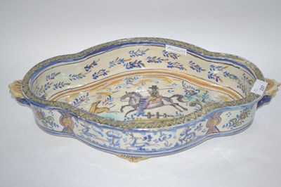 Lot 237 - A continental Maolica bowl of shaped form...