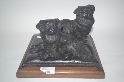Lot 265 - Two bronzed metal models of Pekingese dogs on...