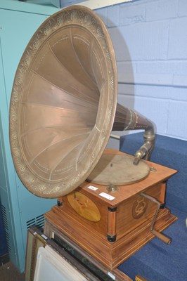 Lot 270 - A model of a wind up gramophone with large...