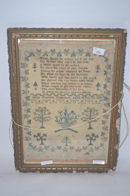 Lot 279 - A framed sampler with religious verse, signed...