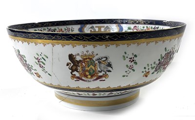 Lot 233 - A large famille rose punch bowl, probably by...