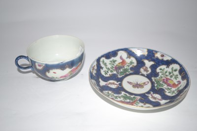 Lot 303 - A Worcester cup and saucer, 18th Century, blue...