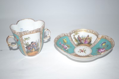 Lot 294 - A Dresden chocolate cup and saucer of quatre...
