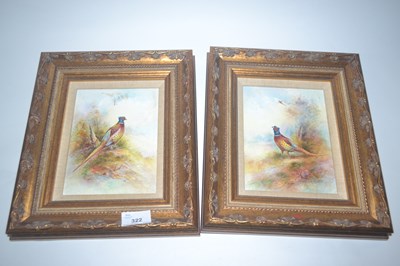 Lot 312 - A pair of English porcelain plaques in gilt...