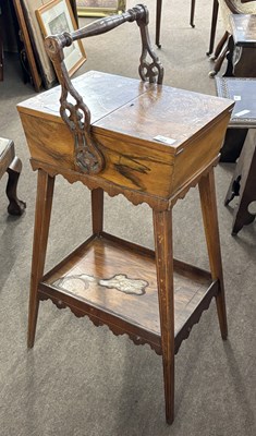 Lot 463 - A 19th Century rosewood sewing box with hinged...