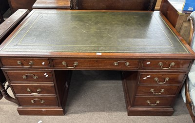 Lot 468 - A reproduction mahogany partners desk with...