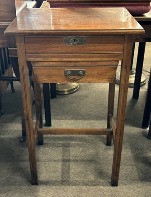 Lot 474 - A late 19th Century walnut sewing table with...