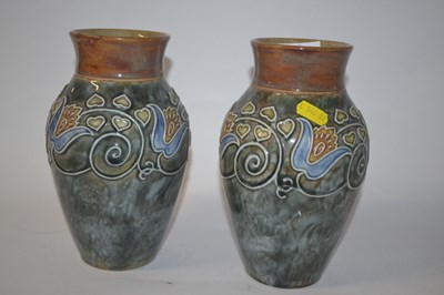 Lot 251A - Pair of Royal Doulton vases with tubelined...
