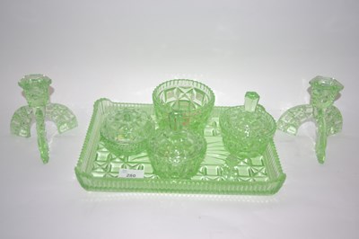 Lot 280 - A Uranium green glass dressing table set the...
