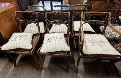 Lot 476 - A set of six Regency style dining chairs with...