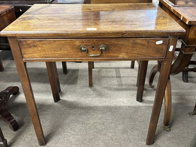 Lot 504 - A Georgian mahogany single drawer side table...