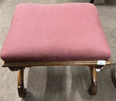 Lot 505 - A Victorian walnut framed stool, the...