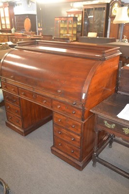 Lot 524 - A large Victorian mahogany cylinder front desk...