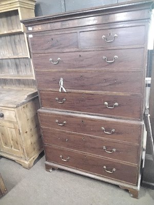 Lot 698 - A late Georgian mahogany chest on chest, the...