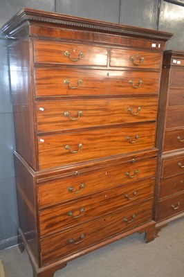 Lot 556 - A late Georgian mahogany chest on chest with...