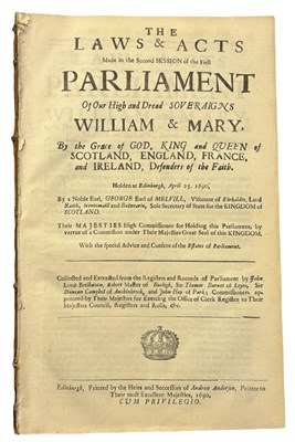 Lot 964 - SCOTLAND, Edinburgh, 1690. “The Laws & Acts...