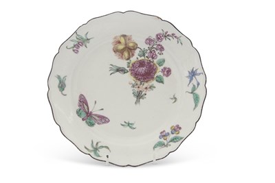 Lot 39 - Rare Bow porcelain plate C.1765 decorated in...