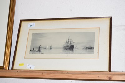 Lot 26 - A coloured engraving of moored boats,...