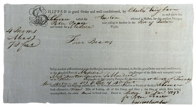 Lot 1004 - U.S BOSTON - BILL OF LADING 1793. Rare Bill of...