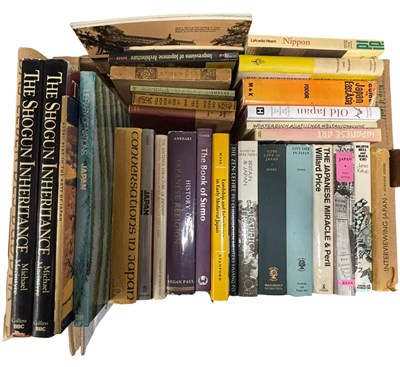 Lot 875 - One box of mostly Japan books, in cloth,...
