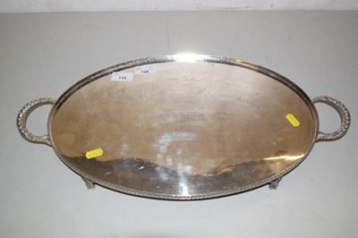 Lot 125 - A silver plated oval serving tray marked...