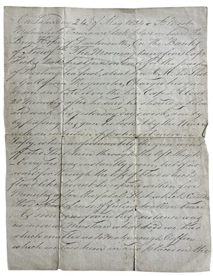 Lot 1009a - NAVAL 1834 MANUSCRIPT LETTER REGARDING THE...