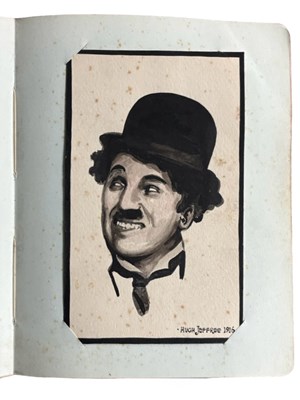 Lot 1085a - Contemporary watercolour of Charlie Chaplin,...