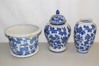 Lot 16 - Group of Oriental type wares including jar and...