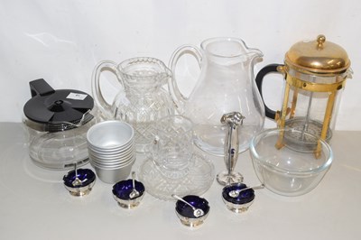 Lot 18 - Group of glass wares including four silver...