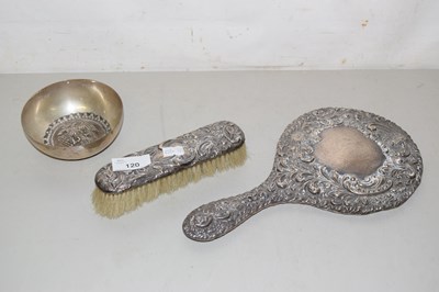 Lot 120 - A silver backed dressing table mirror with...