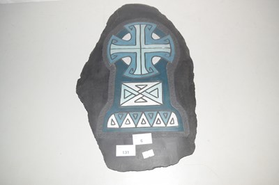 Lot 6 - A carved black slate plaque in Greek style