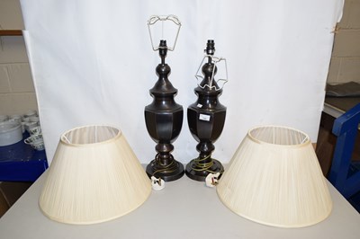 Lot 132 - Pair of patternated metal table lamps