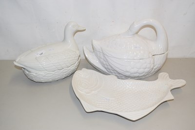 Lot 137 - Two tureens and covers modelled in white as a...