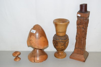 Lot 149 - Quantity of wooden carved wares, vase,...