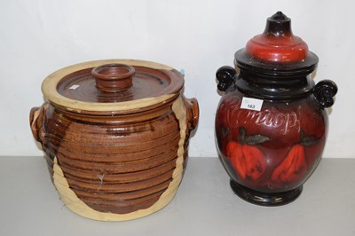 Lot 163 - Large ceramic jar and cover together with a...