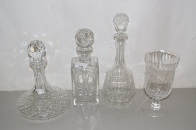 Lot 190 - Group of three cut glass decanters including a...