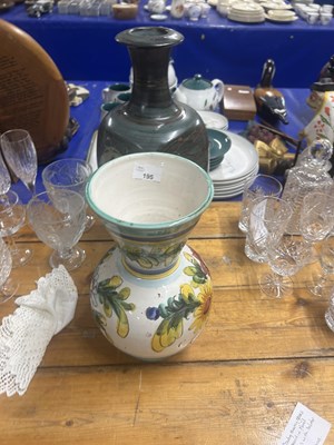 Lot 195 - An Italian style pottery vase with floral...