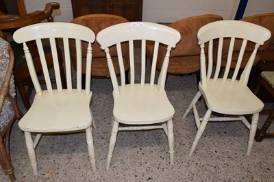 Lot 298 - Three cream painted kitchen chairs