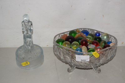 Lot 502 - Mixed Lot: Glass marbles, glass statuette etc