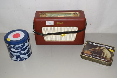 Lot 510 - Mixed Lot: Roberts radio, HMV tin plus one other