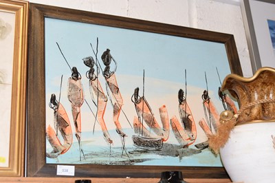 Lot 538 - An African oil painting, framed