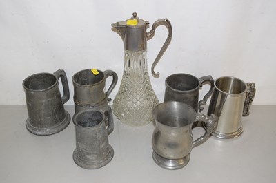 Lot 555 - Mixed lot of various pewter tankards together...