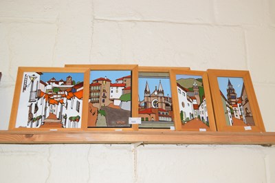 Lot 560 - Five various tiles depicting European scenes