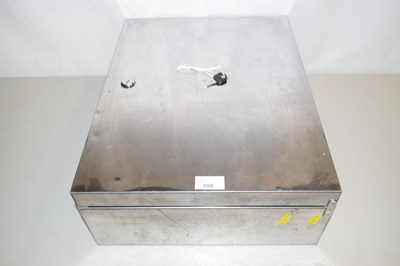 Lot 596 - A steel wall safe with key