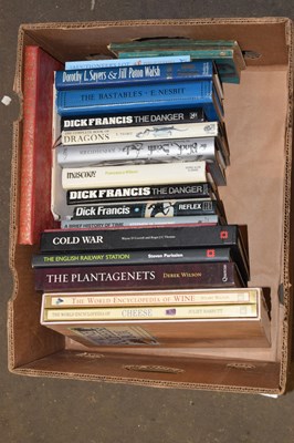 Lot 606 - Box of mixed hardback books to include Dick...