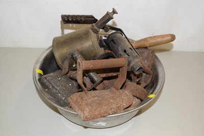 Lot 634 - A steel bowl containing a quantity of vintage...