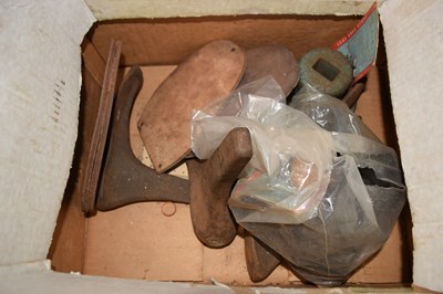 Lot 653 - Box containing various shoe making accessories