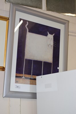Lot 667 - A framed comical print of a cat by Kessler