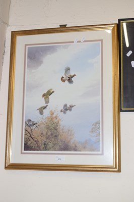 Lot 675 - A framed and glazed print of partridges by J C...